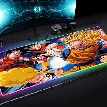 

XGZ Popular Anime Dragon Ball HD Custom Large RGB Mouse Pad Black Lock Edge Computer Desk Mat Speed Natural Rubber Non-slip Xxl