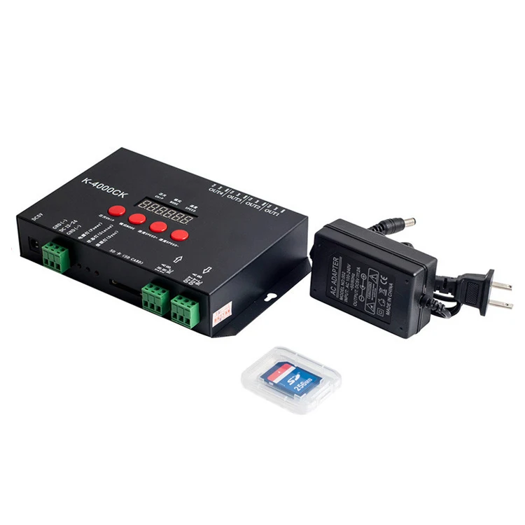 K-4000CK светодиодный пиксель контроллер SD DMX512/WS2811/WS2812B/WS2801/APA102 контроллера 4 порта