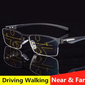 

TitaniumMultifocal Presbyopic Reading Glasses Half Frame Men Metal Women Progressive Bifocal Anti Blue Ray Photochromic Eyewears