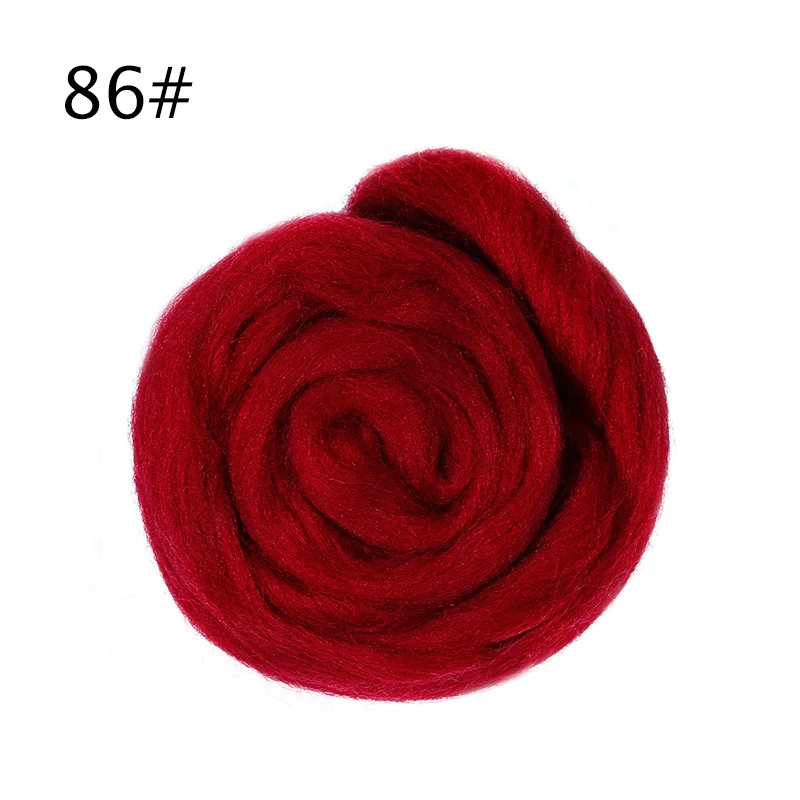MIUSIE 50g/bag Merino Wool Tops Roving Dyed Spinning Felting Fibre For Needle Felting Wet DIY Fun Doll Needlework Raw Wool Felt - Цвет: 86