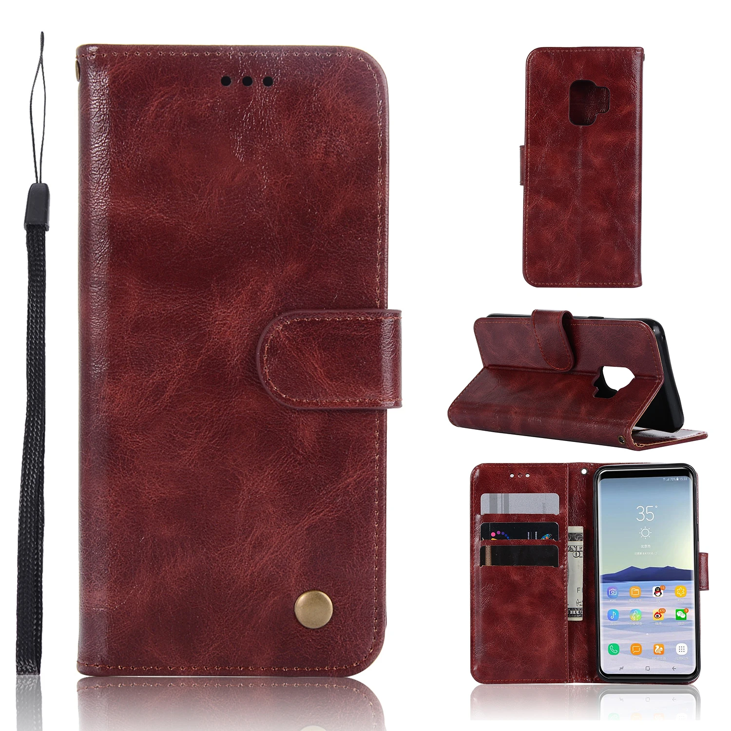 Luxury Wallet Card Holder Business Leather Case Cover For Samsung S10 LITE S10E S9 Plus S8 S7 EDGE S6 S5 S 9 | Мобильные телефоны и