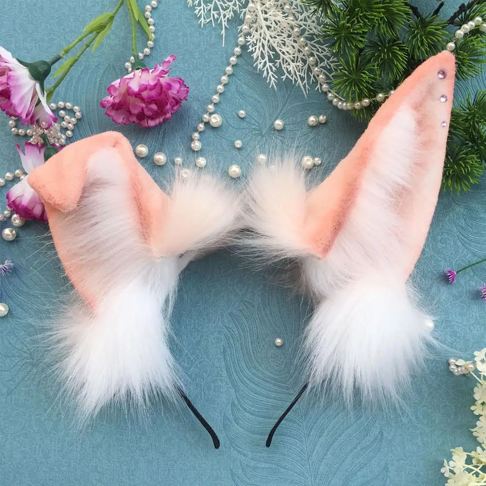 

new Handwork Simulation Animal Bunny FOX Ears Headband Rabbit KC Hair Hoop Cute Plush Anime Lolita Cosplay Props