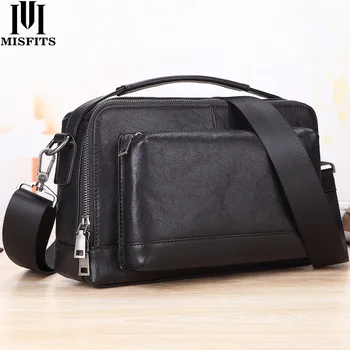 

Quenya Brand Genuine Leather Shoulder Bag Men Fashion Crossbody Bag Man Business Luxury Handbag Male Travel Messenger Bag Black
