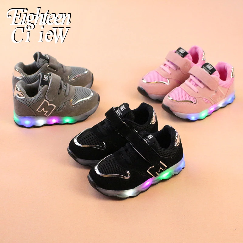 2019 New Luminous Sneakers Basket Led Children Lighting Shoes Boys illuminated krasovki tenis infantil Glowing Girls | Детская одежда и