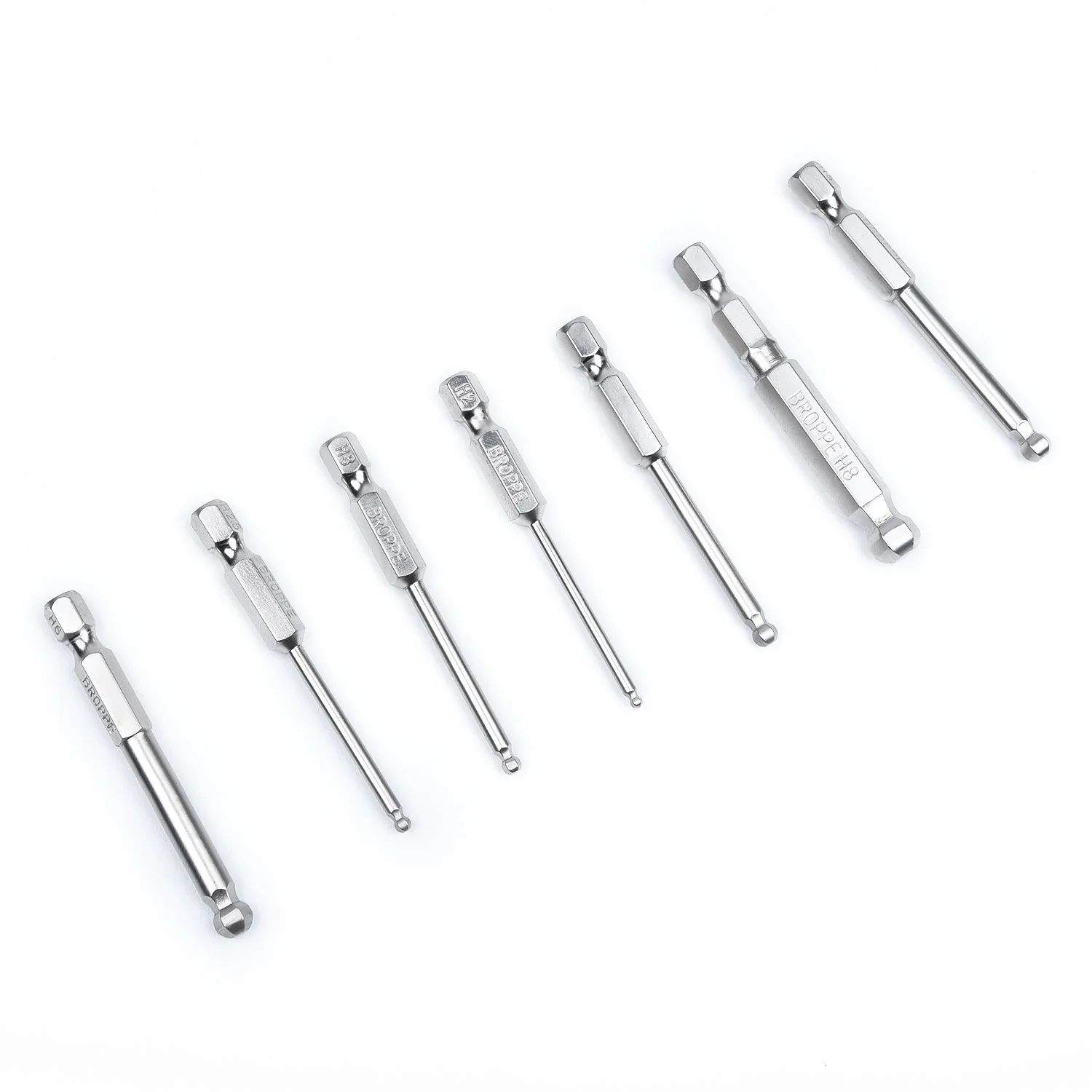 High Quality 7pcs Ball End Hex Screwdriver Bits Magnetic Metric S2 Steel Hexagon Head 65mm