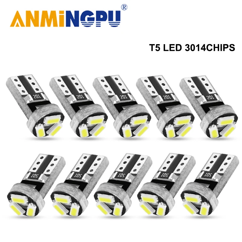 ANMINGPU 10x сигнальная лампа светодиодсветодиодный T5 Canbus 3014SMD W3W W1.2W Светодиодная
