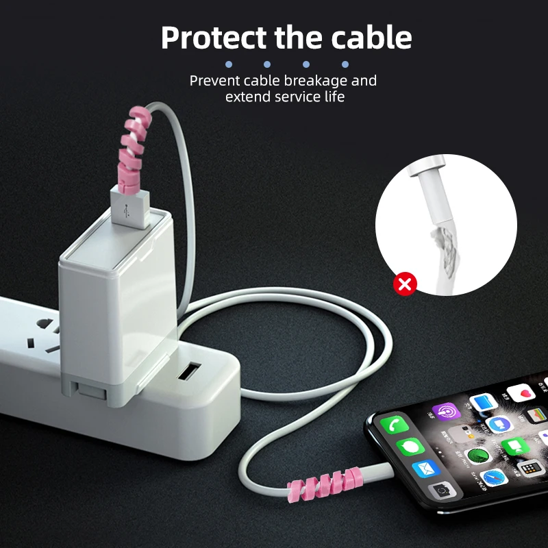 ANMONE 4PCS Phone Cable Cord Protector Saver Cover Anti-Break Universal Cable Winder Rope Protection Spring Twine for Earphone