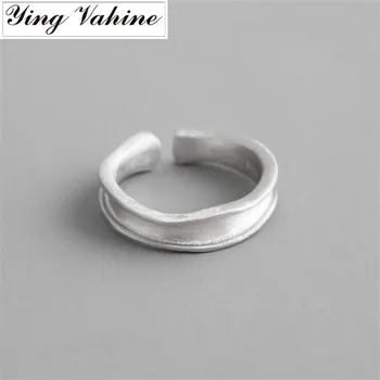 

ying Vahine 100% 925 Sterling Silver Fashion Morden 5mm Width Brushed Silver Open Rings for Women