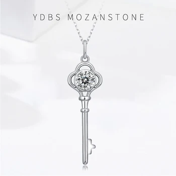 

YDBS the key of s925 silver 1ct Carat 6.5mm Moissanite Pendant for Women Gift Office Ladies Moissanite Pendant