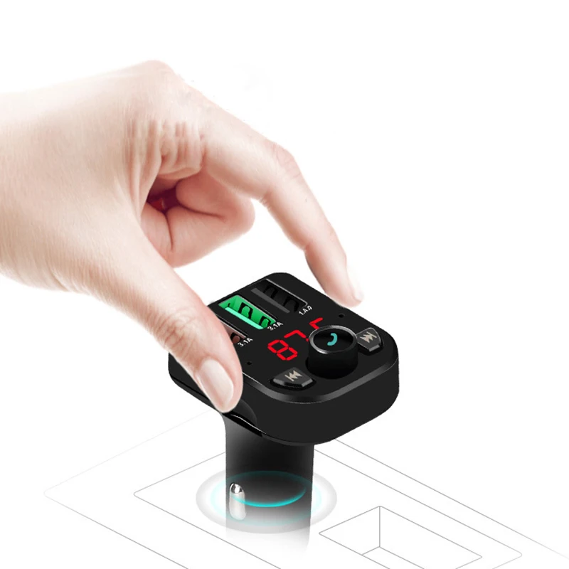 Автомобильный плеер Bluetooth 5,0, беспроводной fm-передатчик, воспроизведение голосовой навигации, с 3 USB, интеллектуальная Быстрая зарядка 3.1A, напряжение Dete