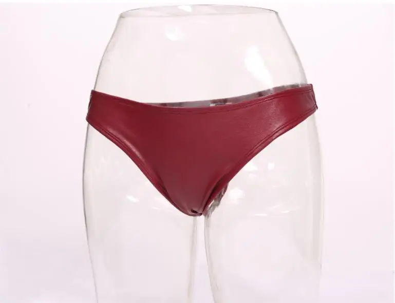 Women Lady Sexy Shorts Low Waist T-Crotch Faux Leather Briefs Thong Stylish