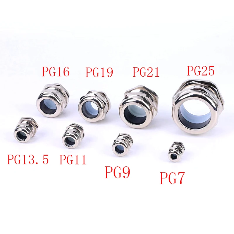 PG21 For13-18mm 10 pcs/lote natiquel conector de metal с бронзовым кабельным втулком PG7-25 IP68 Glândulas Fio elétrico comum for3-22mm - Цвет: PG21 For13-18mm