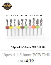10pcs 0.5-3.175mm Titanium Coated PCB Milling Cutter Set Carbide CNC End Mills For Engraving Machine End Milling Cutter