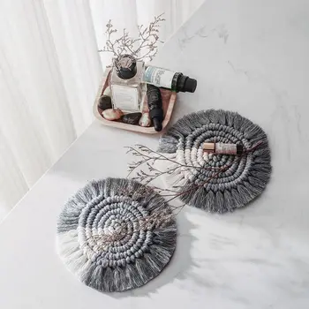 

Handmade Woven Macrame Cup Pad Bohemia Table Mat Cotton Braid Insulation Coaster for Kitchen Decoration Home Decor New Arrivals
