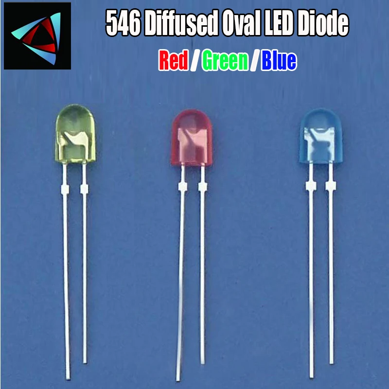 

50pcs DIP Red Green Blue 546 Diffused Oval LED Light Emitting Diode Lamp Through Hole Bulb Electronics Components
