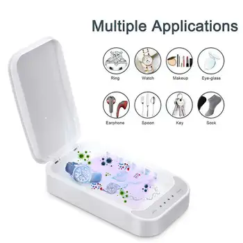 

UV Phone Sterilizer Box 5V Jewelry Phones Cleaner Personal Sanitizer Disinfection Cabinet Aromatherapy Diffuser Voice Function