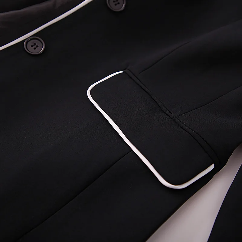 Versitile модные~ осень Стиль Slim Fit для похудения пижамы-Стиль контраст Цвет кромка, комплект состоит из ленты для волос, пальто с длинными рукавами и принтом топы Для женщин