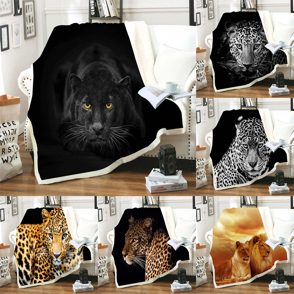 

Home Textile 3d Black Leopard Print Children Warm Bed Fleece Throw Blanket for Travel/sofa/bed Newborn Baby Blanket Boys Gifts