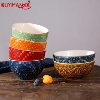 

Japanese and Wind 5.5-inch Rice Bowl Ceramic Unglazed Anti-scalding Bowl European Simple Household Soup Bowl High-legged