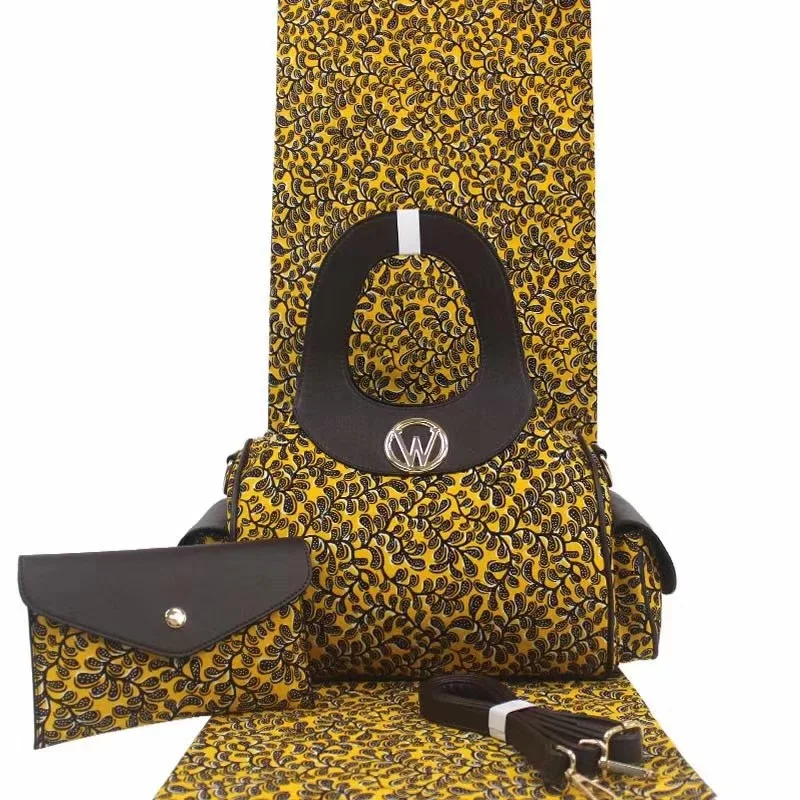 Африканская ткань Анкара ткань Африканская настоящая восковая печать хлопковая ткань 6 ярдов африканская вощеная ткань принтом с 2шт Женская сумочка TN-A14