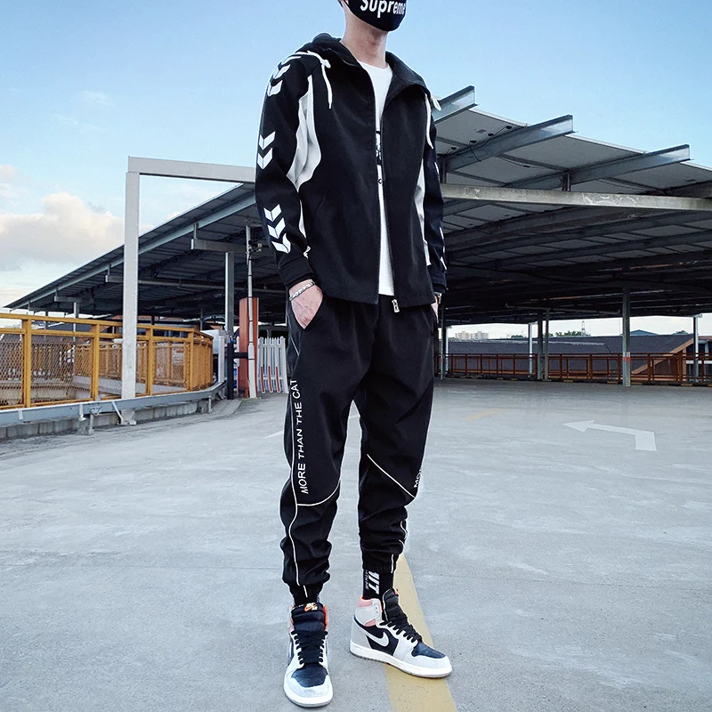 

Fashion Men's Spring Casual Sweatshirt Coat Sweatpant 2 Pieces Set Hooded Mixed Color Size M-XXXL Z23