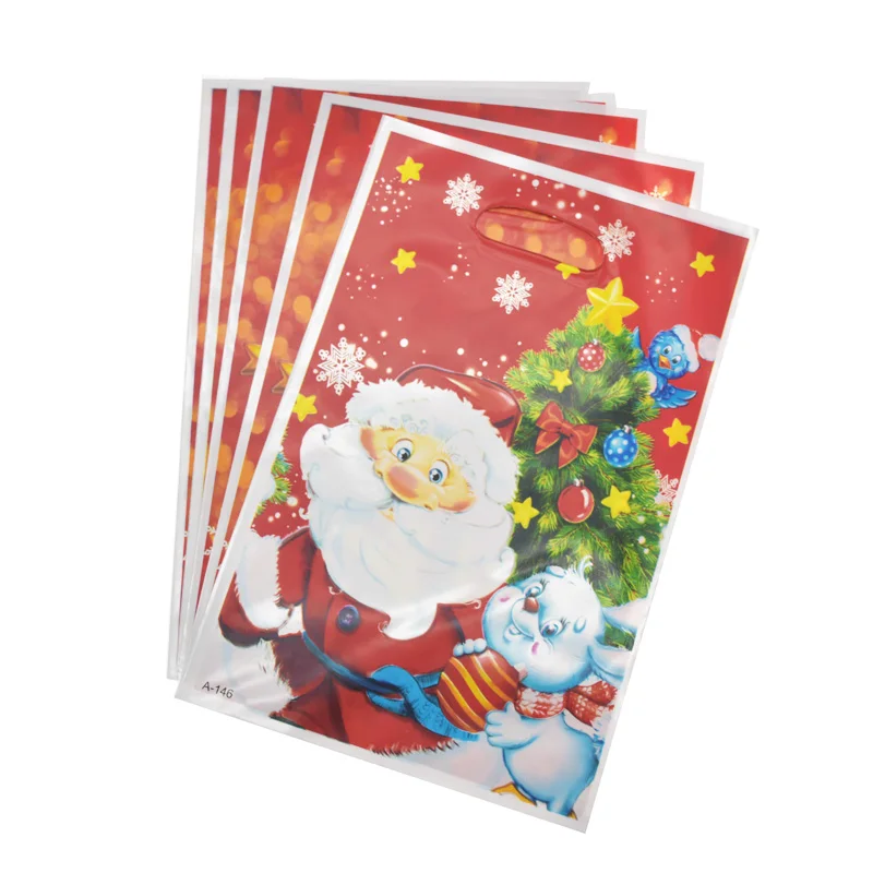 

Christmas Gift Bags Plastic Boutique Pouches Shopping Gift Package Bag Christmas Supplies 17*25cm Freeshipping 20pcs