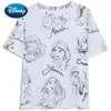Disney Princess T-Shirt Snow White Cinderella Ariel Belle Cartoon Print Women T-Shirt O-Neck Short Sleeve Cotton Tee Tops Female ► Photo 1/6