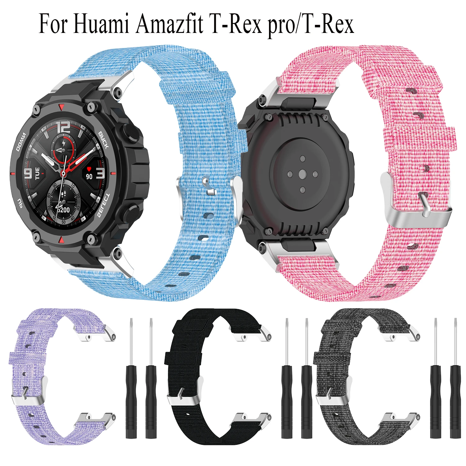 

Replacement Sport Strap nylon band for Xiaomi Amazfit T-Rex with tool Wristband Bracelet For Huami Amazfit T-Rex Pro smart Watch