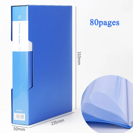 80 pages With case Deli A4 сумка для файлов 100 страниц книга данных большой емкости Папка с файлами дипломат канцелярские принадлежности несколько страниц опционально 5001 - Цвет: 80 pages With case