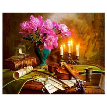 

DIY Diamond Embroidery Peony Flower Full Scenery Rhinestone Cross Stitch Kits Handmade Embroidery