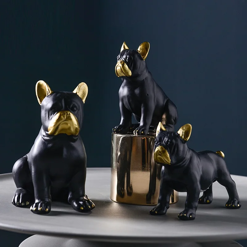 Креативная Роскошная Статуэтка французского бульдога в скандинавском стиле, статуэтка собаки, статуя животного из смолы, украшения для гостиной, для дома R3858