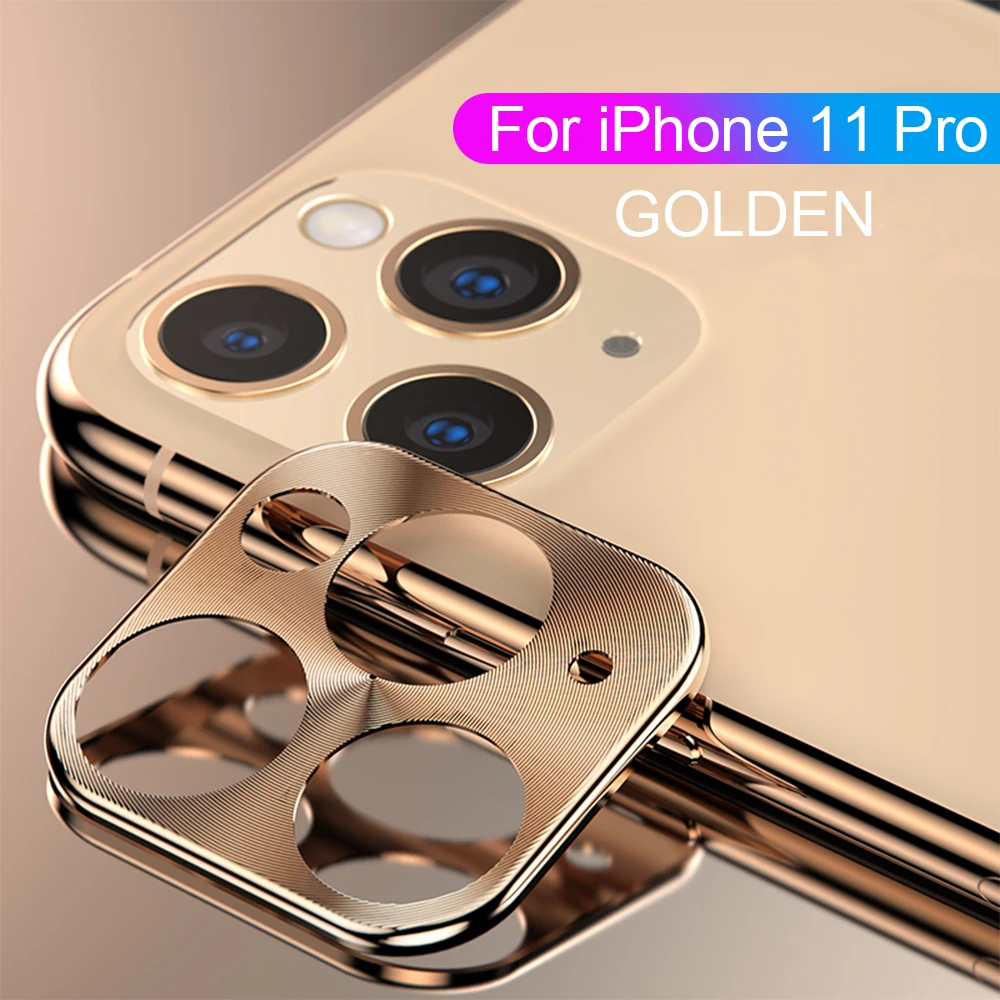 Для iPhone 11 Pro Max защитный чехол для камеры для iPhone 11 11 Pro 11Pro металлическая задняя защита для объектива камеры кольцевая крышка - Цвет: Gold