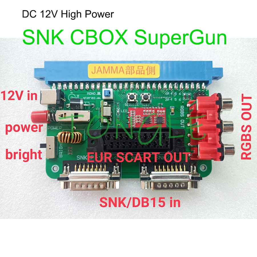 

New High Power DC 12V CBOX JAMMA to DB15 Gamepad Converter SCART RGBS for Arcade Game SuperGun CPS1/2/3 SNK IGS Pandora