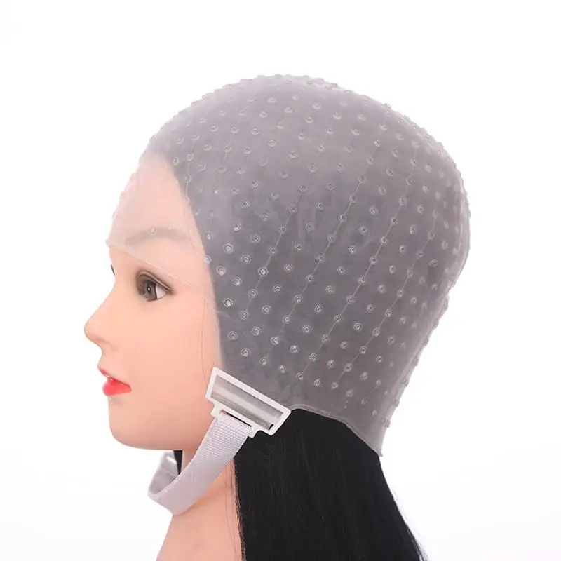 

Salon Dye Silicone Cap With Needle Hair Highlights Reusable Coloring Hat styling Tools