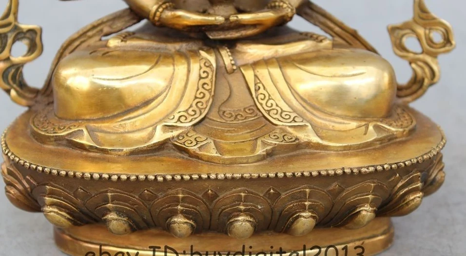 " Китайский тибетский буддизм, Бронзовый Gild Guanyin manjuist Bodhisattva Статуэтка на удачу
