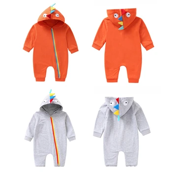 

Cute baby boys girls Cartoon Dinosaur romper Long Sleeve spring autumn costume Color zipper jumpsuit