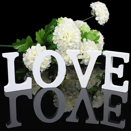 Thick Wood Wooden Letters Sign White Alphabet Craft For Wedding Birthday Home Decor 8cmX1cm