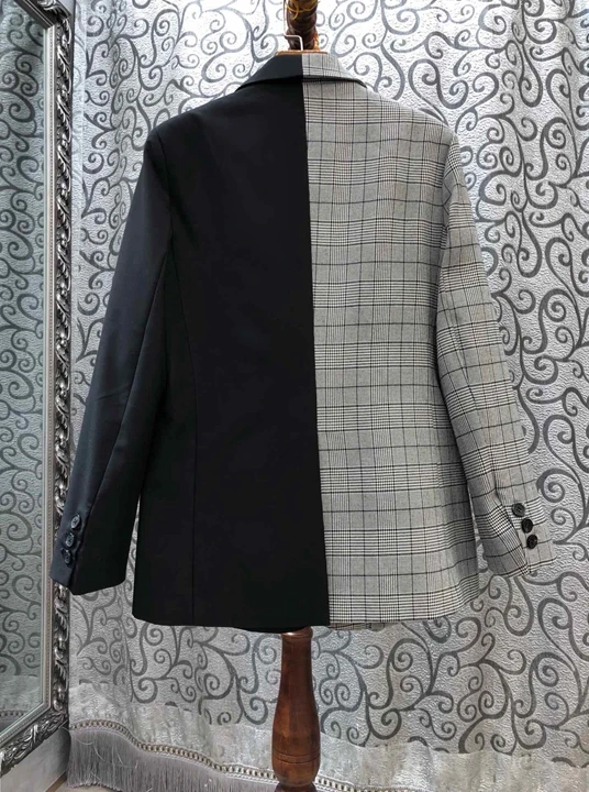 Early autumn new women's suit collar symmetrical color stitching chest Brooch suit short jacket 810
