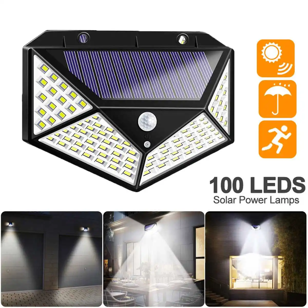 

Waterproof 100 LED Solar Power Street Lights PIR Motion Sensor Wall Light Home Yard Flood Lights Garden Lighting Security Lamps
