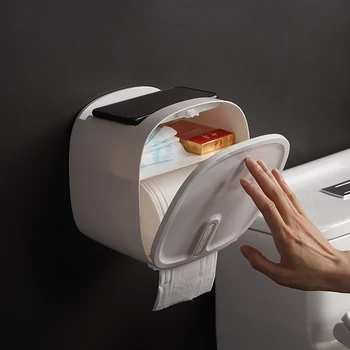 

Waterproof Toilet Paper Holder Wall Mounted Towels Roll Paper Tube Storage Box Double Layer Dispenser Bathroom Organizer Tools