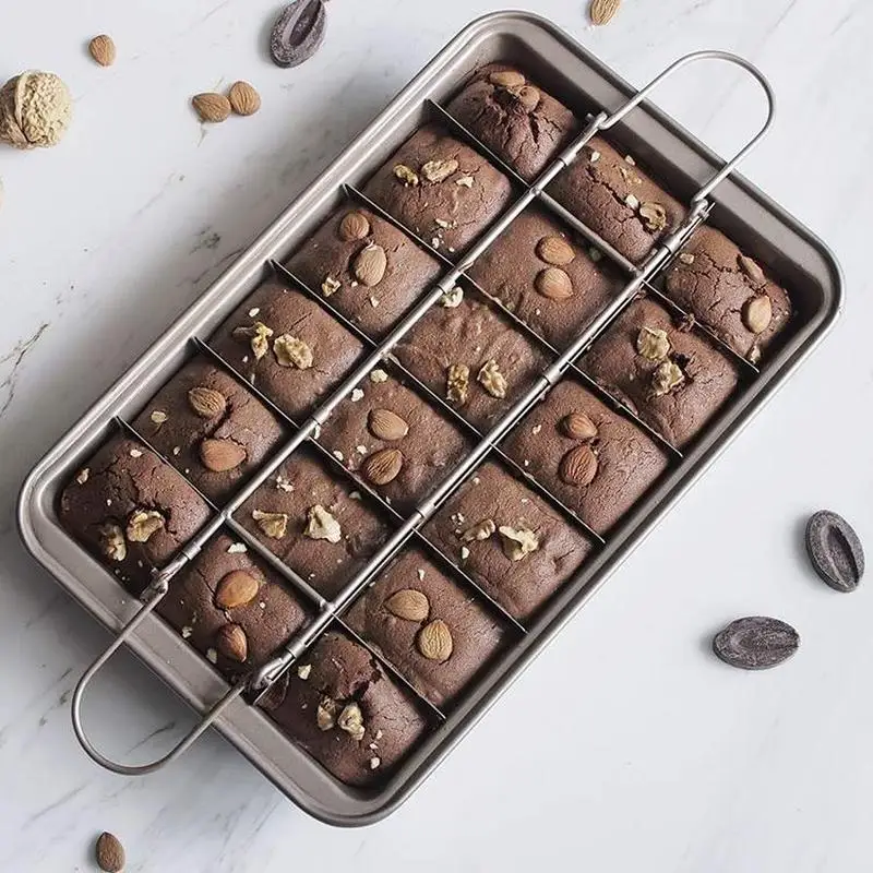 

Non-Stick Carbon Steel Brownie Baking Pan Chocolate Cake Mold Cupcake Pan Kitchen Thicken Square Lattice Molds Home Baking Tool