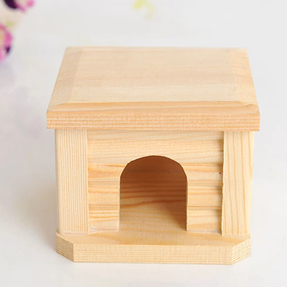 1 шт натуральный деревянный домик хомяк дом плоская крыша домашнее животное играющая игрушечная клетка орнамент