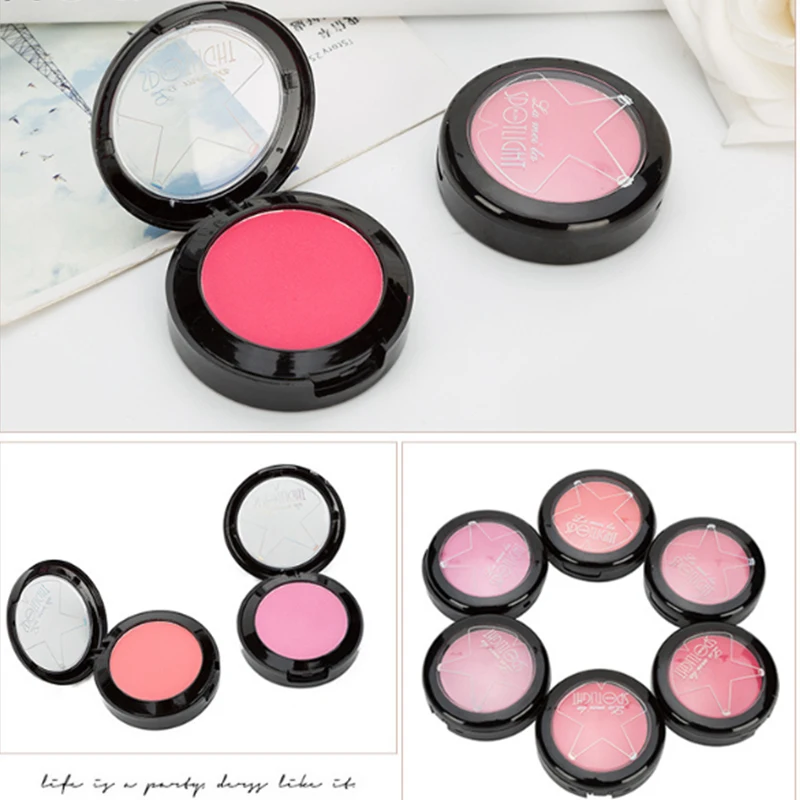 High Quality Brand Makeup Cheek Face Blush Powder 6Color Blusher Powder Pressed Foundation Face Makeup Blusher With Brush