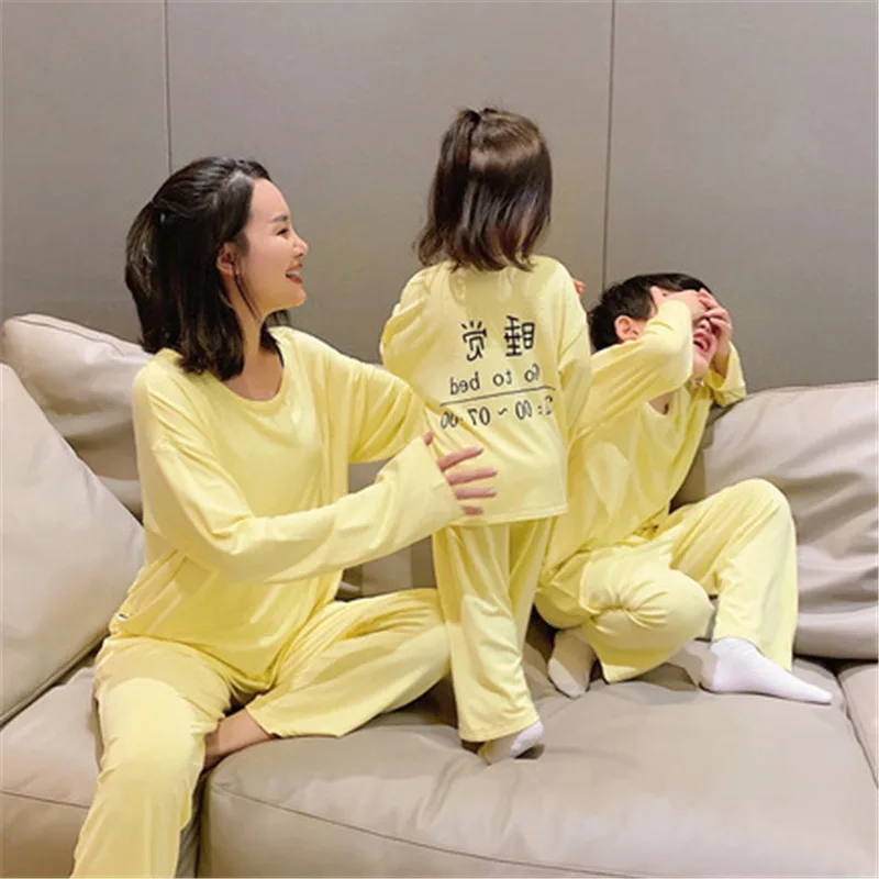 

Family Pack Boys And Girls Suits Breathable Comfortable Tracksuit Pajamas 19 Summer Wear New Style Parent-child Matching Outfit