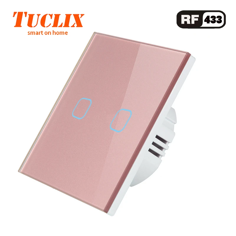 TUCLIX стандарт ЕС 2 банды 1 способ дистанционного управления Сенсорный выключатель дистанционный настенный светильник переключатель с Cystal стеклянная панель