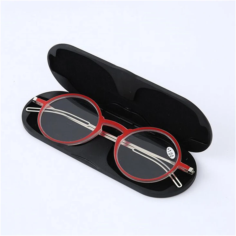 Ultra-thin Round Reading Glasses Unisex Paper Type Anti-blue Light Reader Spectacle+1.0+1.5+2.0+2.5+3.0+3.5 - Цвет оправы: Red