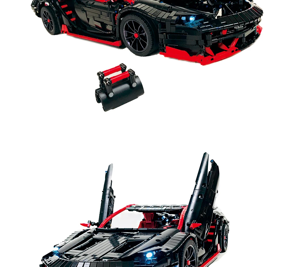BuildMOC Радиоуправляемая машина Lamborghinis Roadster с функцией питания, строительные блоки для автомобилей, кирпичи, Детские технические игрушки, 20091 MOC 12560