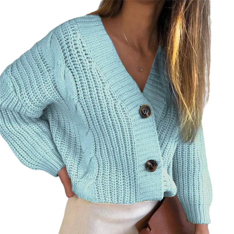 Women Knitted Cardigan V-Neck Oversized Sweater Autumn Winter Long Sleeve Jumper Cardigans Streetwear Female Casual Sweater Coat blue sweater