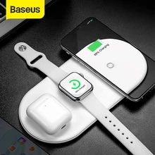 Baseus-cargador inalámbrico 3 en 1 para iPhone 12 y Samsung, almohadilla de carga rápida inalámbrica para Apple Watch 5, 4, 3, Airpods