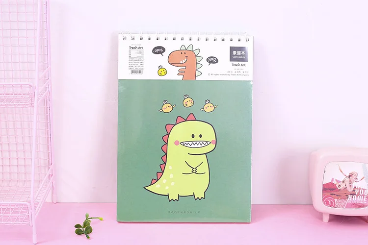 Милый мультфильм Динозавр Kawaii альбом для рисования A4 чистая бумага Блокнот 80P